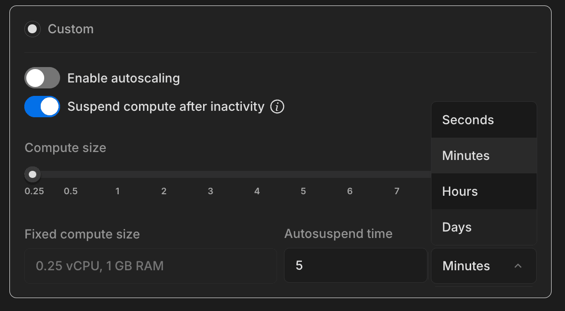 Autosuspend configuration dialog