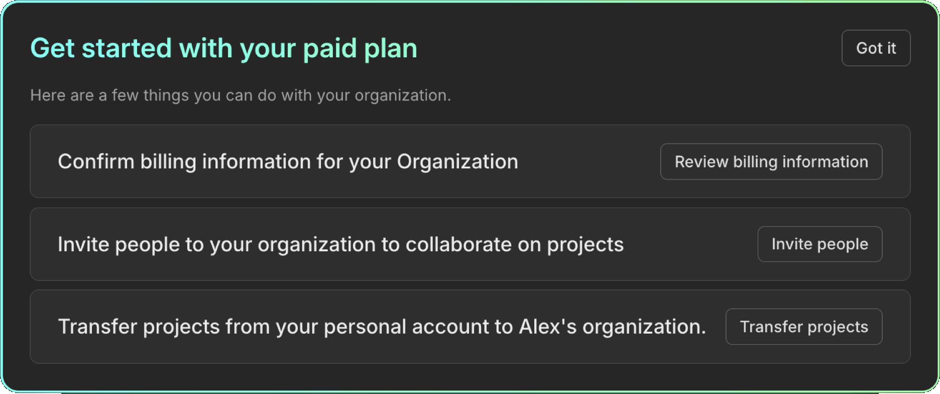 get started with your new org